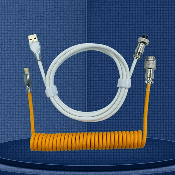 USB to Cable Straight Keyboard Cable Cable with Aviation Plug Gaming Detachable Double Sleeved for Mechanical Keyboard , Yellow White
