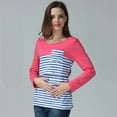 thumbnail image 2 of Youmylove Women Maternity Regular Printed Hem Stripe Tee Shirt Casual Long Sleeve O-Neck Basic Nursed T-Shirt Top Breastfeeding Ladies Stylish Pregnant Clothes, 2 of 6