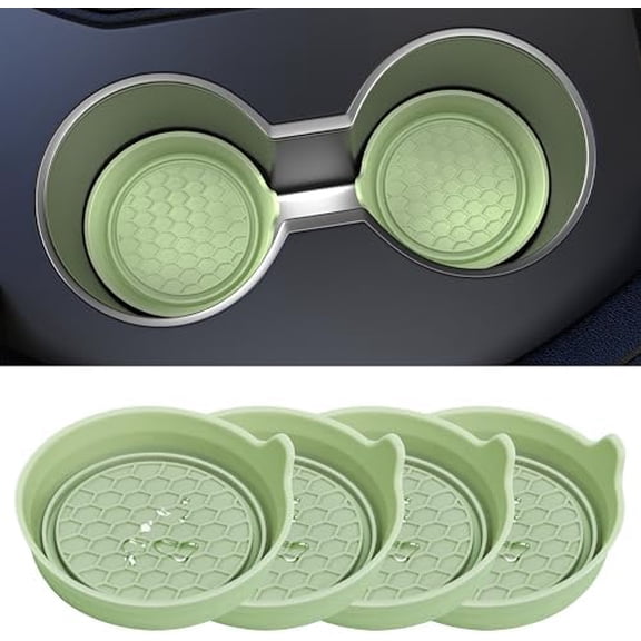 Car Cup Coaster Universal Automotive Waterproof Non-Slip Cup Holders Sift-Proof Spill Holder Car Interior Accessories 4 Pack Tea Green