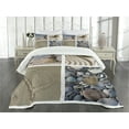 thumbnail image 3 of Ambesonne Coastal Quilted Bedspread Set 3 Pcs, Sand and Pebbles Collage, Queen Size, Multicolor, 3 of 5