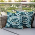 thumbnail image 4 of Blue Rose Pillow Covers 2 Pack Spring Romantic Flower Floral Plant Watercolor Pillowcase Waterproof Outdoor Throw Pillow Cover for Patio Garden Square Cushion 26”x26”, 4 of 9