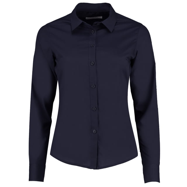 Kustom Kit - Camisa de popelín y manga larga para mujer (Azul oscuro)