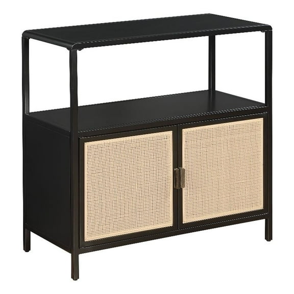 Coaster Amherst 2-Door Radio Weave Cane Metal Accent Cabinet in Black