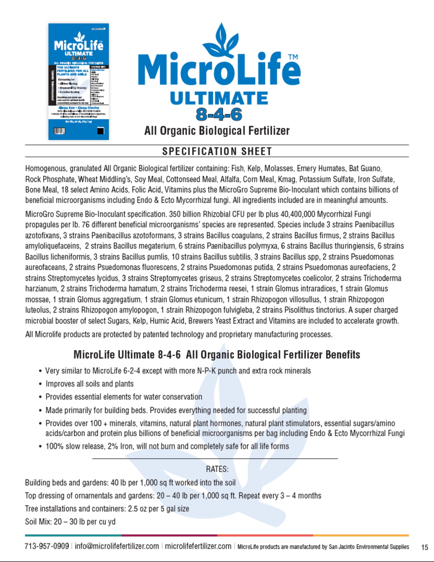 MicroLife Ultimate Organic Fertilizer, 8-4-6 40 lb
