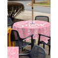 thumbnail image 4 of Outdoor Tablecloth with Umbrella Hole and Zipper, Pink Christmas Square Table Cloth 60x60 Inch Waterproof Tablecloth, Winter Xmas White Snowflakes Texture Picnic Table Cover for Patio Camping, 4 of 7