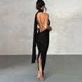 thumbnail image 1 of Vestido Dividido De Damas Vestido ajustado de noche para mujer Vestido sin espalda sexy con escote en V profundo (Negro S) Cgtredaw Para estrenar, 1 of 1