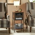 thumbnail image 3 of VECELO Nightstand with 2 Flip Drawer and Storage Shelf, Industrial End Table Bedside Sofa Table for Living Room Bedroom Office, Brown, 3 of 8