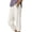 White, variant on Knee Length Summer Casual Elastic Waisted Side Split Button Shorts with Pockets for Women Linen