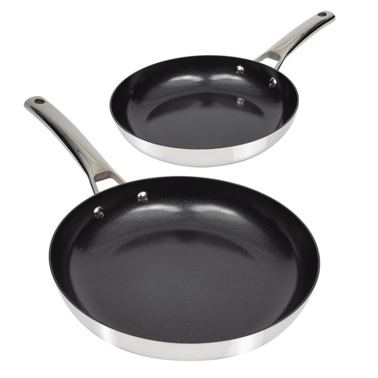 CoreClad 2PC Tri-Ply Stainless Steel Ceramic Nonstick Skillet Set