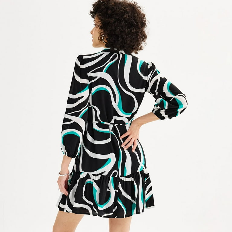 nine west long sleeve dress Women's Nine West Long Sleeve Belted Mini Dress Color: Marsala Flower Size: X LARGE