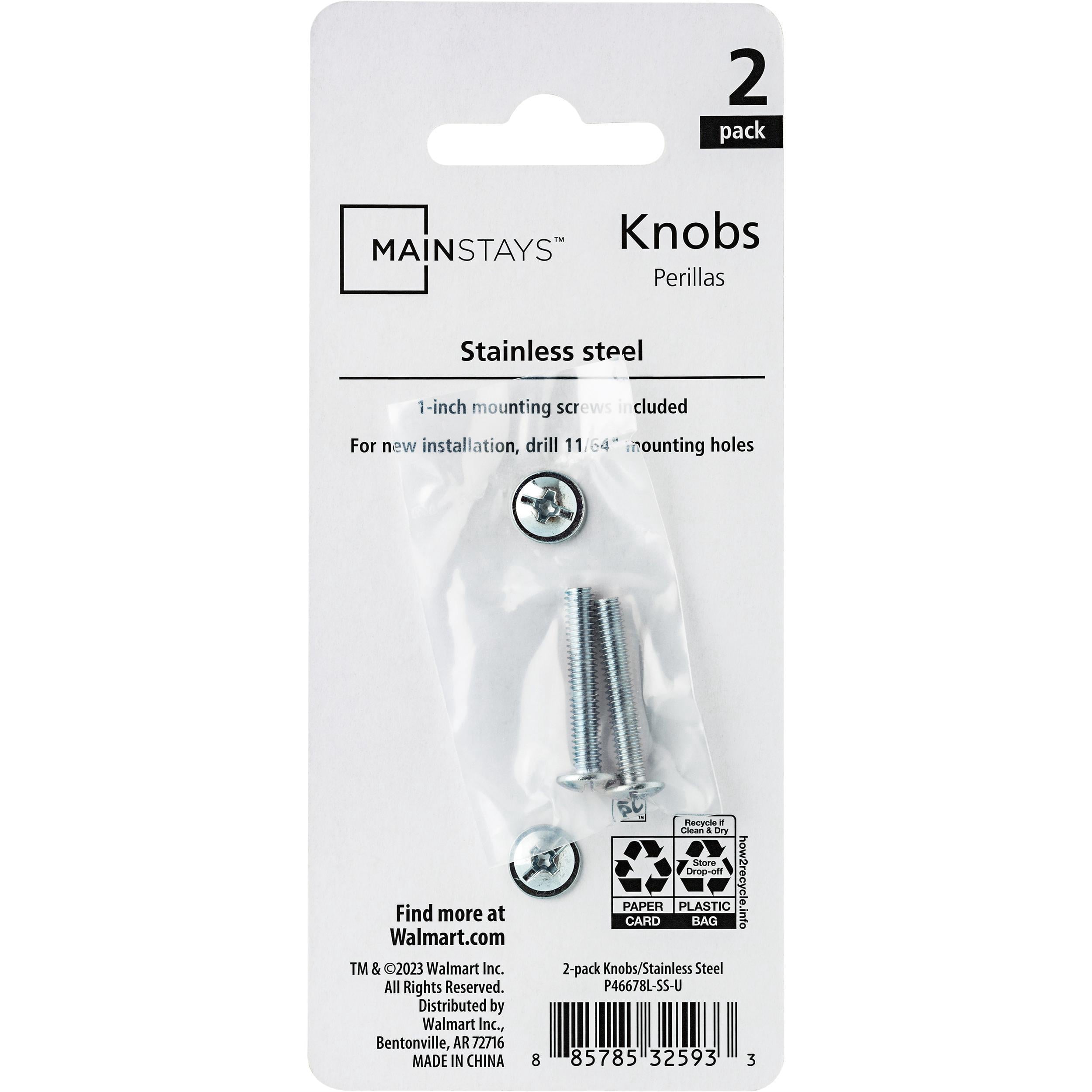 (3 pack) Mainstays Simple Modern Square 1-1/4 in. (32 mm) Stainless Steel Cabinet Bar Knob (2-Pack)