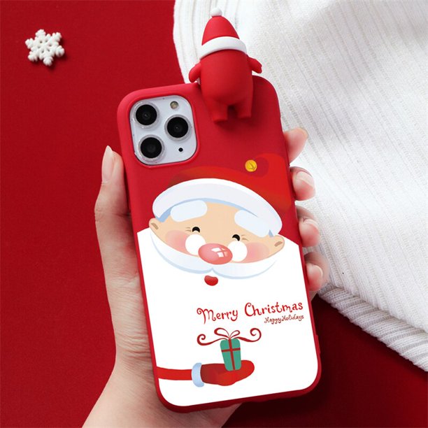 Funda de dibujos animados para iPhone 12 13 11 14 Pro Mini XS Max XR X 7 8 10 6 6S Plus SE 2 Soft TPU 3D Christmas Doll Deer Phone Cover Funda Tan Jianjun unisex