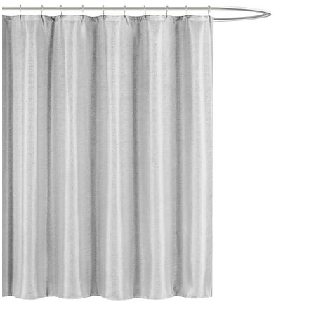 Kensie Home Jane Fabric Shower Curtain Subtle Pinstripe With Sequins Accents 70 X 72 Inches Stone Grey