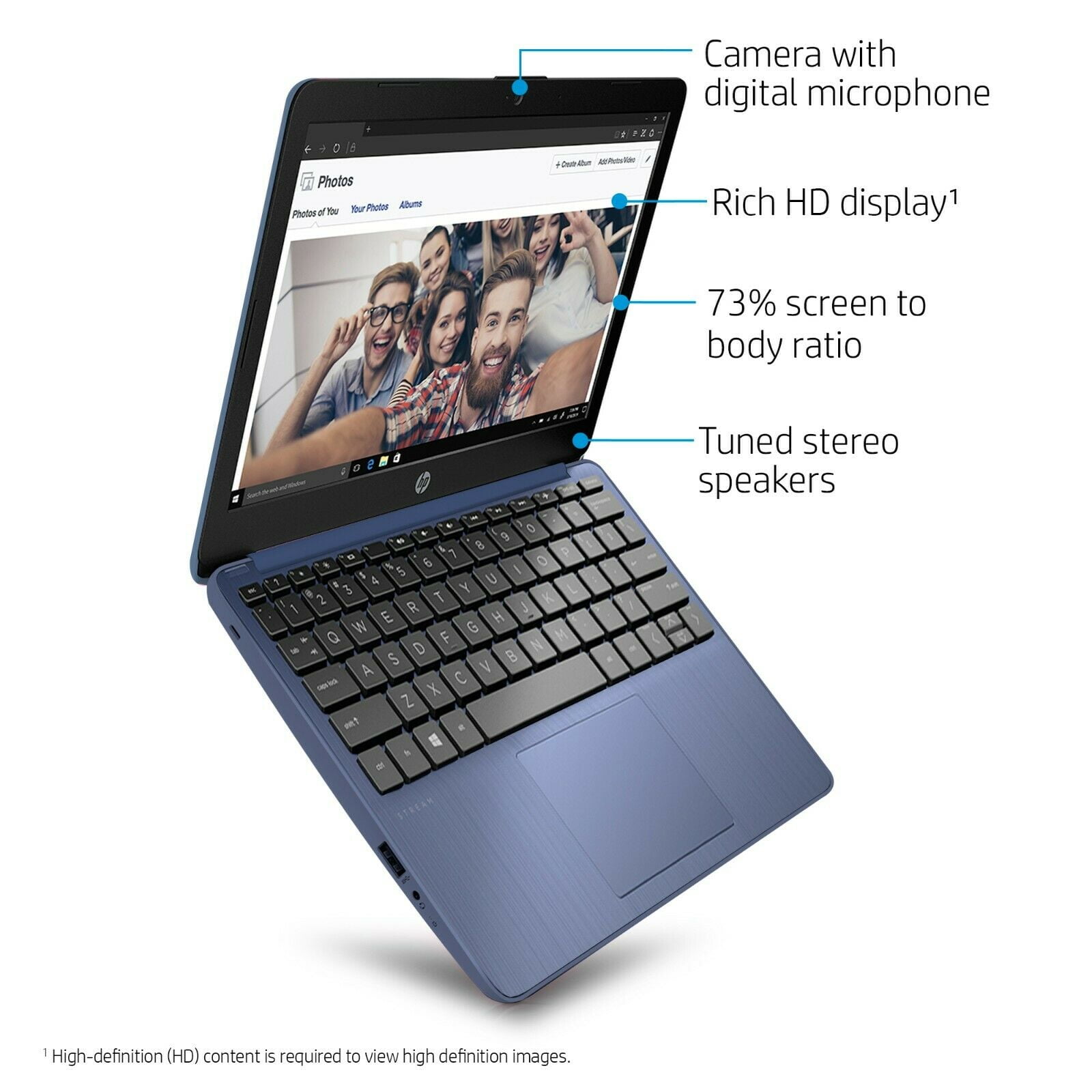 HP Stream 11.6", Celeron N4020, 4GB RAM, 64GB emmc, Royal Blue, Windows 10 Home in S mode, 11-ak0090wm