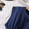 thumbnail image 4 of Girls Dress Navy Blue Sleeveless Tiered Ruffle Bow Belt Casual Party Outfit for Big Girls Tween 8-13 Years,Size 12-13 T, 4 of 9