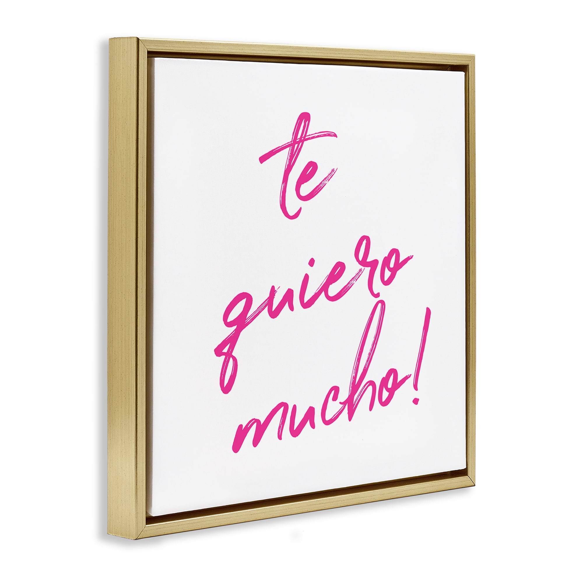 Stupell Industries Te Quiero Mucho Rosa Inspirational Quotes & Sayings Painting Gold Floater Framed Art Print Wall Art, 25 x 25