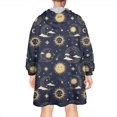 thumbnail image 2 of Wearable Oversized Blanket,Blue Sun Moon Star Pattern Wearable Blanket Hoodie for Adults,Cozy Hooded Blankets with Super Pockets,Super Warm Fuzzy Pullover for Women & Men, 2 of 6