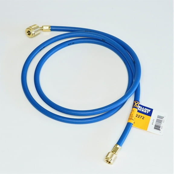 Yellow Jacket 22272 PLUS II 1/4" HVAC Blue Charging Hose 72" with Anti-Back Flow