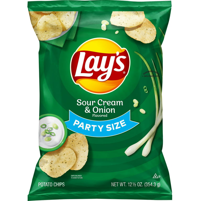 Lay's Sour Cream & Onion Potato Snack Chips,Party Size, 12.5 oz Bag