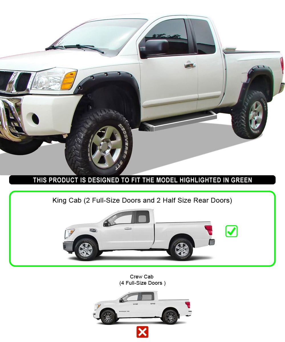 APS Running Boards Style Compatible with Nissan Titan 2004-2024 King Cab (Exclude 2016 Models) & Titan XD 17-19 (Nerf Bars Side Steps Side Bars)
