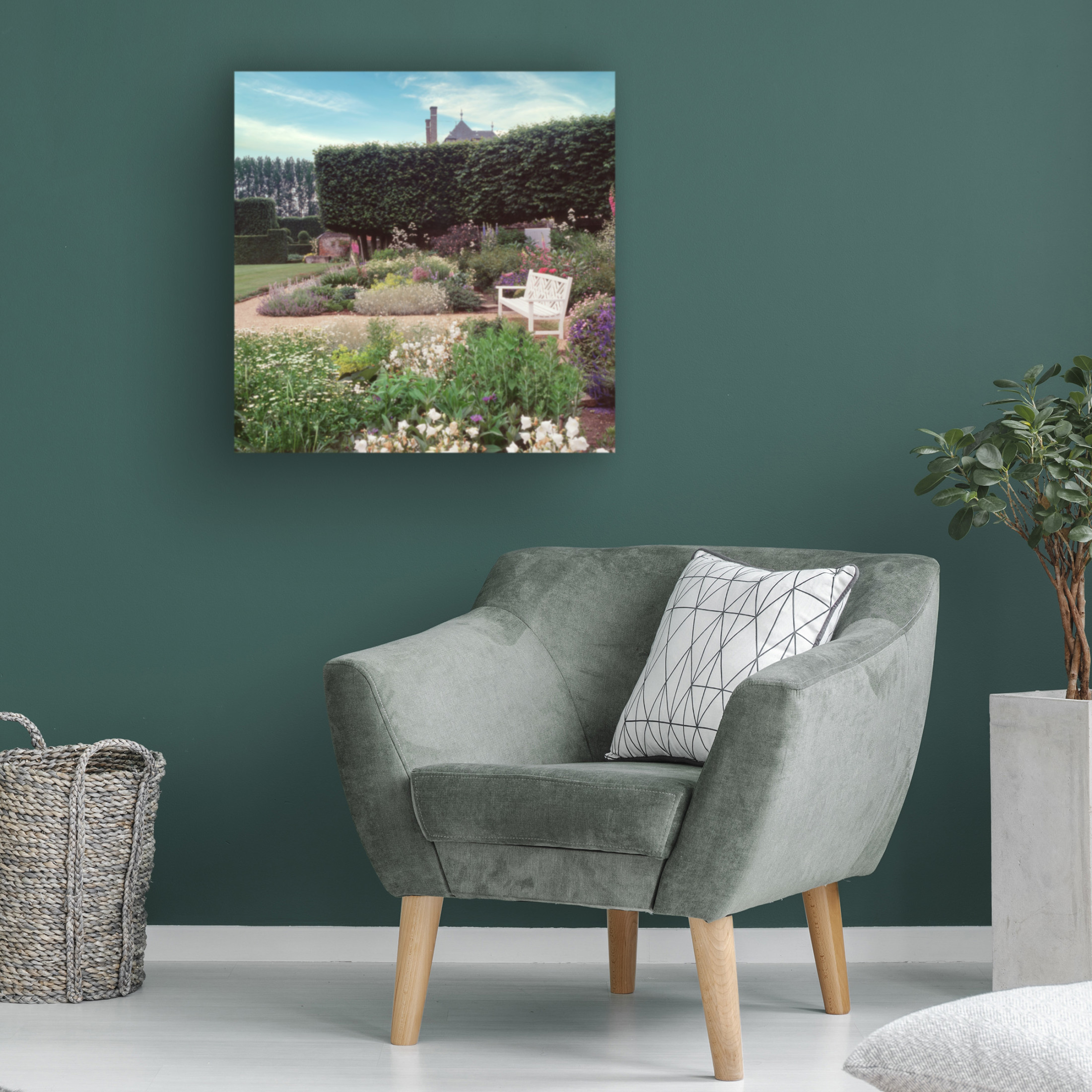 Canvas Wall Art - Alan Blaustein 'French Jardin No. 27' Wall Art for Living Room, Bedroom, or Office Décor by Trademark Fine Art - 35 x 35 Inches
