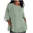 thumbnail image 1 of Tops Y Blusas de las Señoras Cortado 3/4 Manga Impresa Suelta Camisa Casual, Blusas para las Mujeres Casual, 1 of 4