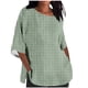 thumbnail image 1 of Tops Y Blusas de las Señoras Cortado 3/4 Manga Impresa Suelta Camisa Casual, Blusas para las Mujeres Casual, 1 of 4