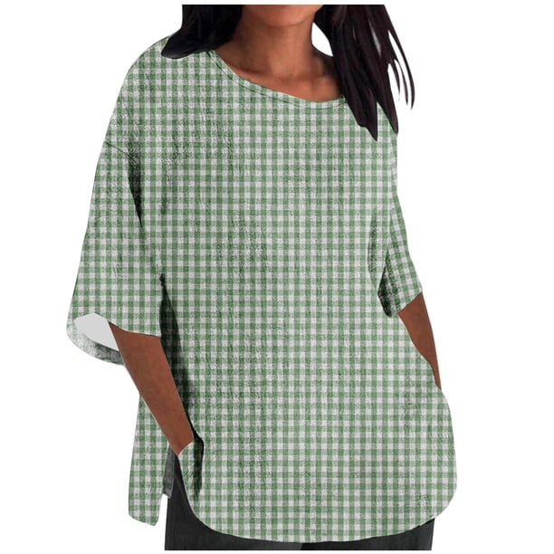 Tops Y Blusas de las Señoras Cortado 3/4 Manga Impresa Suelta Camisa Casual, Blusas para las Mujeres Casual