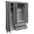 thumbnail image 5 of 67.9" Large Storage Wardrobe, Modern Wood Armoire Closet with Cabinet, 2 Hanging Rods, 2 Drawers, Freestanding 3 Doors Large Closet Storage Cabinet for Bedroom, Grey, 5 of 9