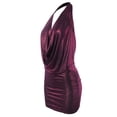 thumbnail image 2 of A2Y Women's Deep Sexy V-Neck Halter Backless Party Club Mini Dress Foil Magenta XL, 2 of 3