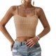 thumbnail image 1 of Camiseta sin mangas de punto con tirantes finos y ombligo, camisola de punto con tirantes expuestos para mujer, señora, chica, citas, color caqui L, 1 of 4