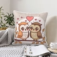thumbnail image 2 of Velvet Decorative Throw Pillow Covers Set of 2, Soft Square Cushion Cover with Invisible Zipper Romance Love Owl Printing, 20"x20", 2 of 7