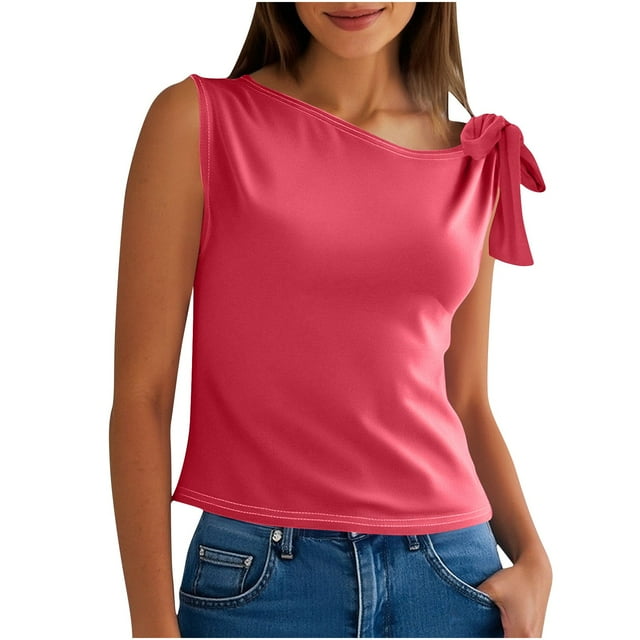 Dealovy Tops Débardeurs pour Femmes T-Shirts Sans Manches Décontractés Col Rond Amples d'Été