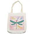 thumbnail image 1 of Dragonfly Tote Bag, Vibrant Dragonfly Kids in Various Color Tones Wildlife Graphic Artwork, Cloth Linen Reusable Bag for Shopping Books Beach and More, 16.5" X 14", Cream, by Ambesonne, 1 of 2