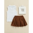 thumbnail image 5 of Little Toddler Baby Girl Summer Outfits 18M 2Y 3Y 4Y 5Y 6Y  Sleeveless T-Shirt Tank Vest Tops Pleated Skirt 2Pcs Clothes Set, 5 of 10