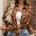 thumbnail image 5 of Womens Plaid Printed T-Shirts, Long Sleeve Shirts for Women Fall Fashion Loose Fit Lapel Button Down Dressy Blouses with Pockets, 5 of 6