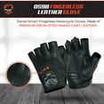 thumbnail image 2 of Daniel Smart Men’s Leather Gloves- Goatskin Leather- Fingerless Motorcycle Gloves with Reflective Skull Design and Gel Palm, 2 of 6
