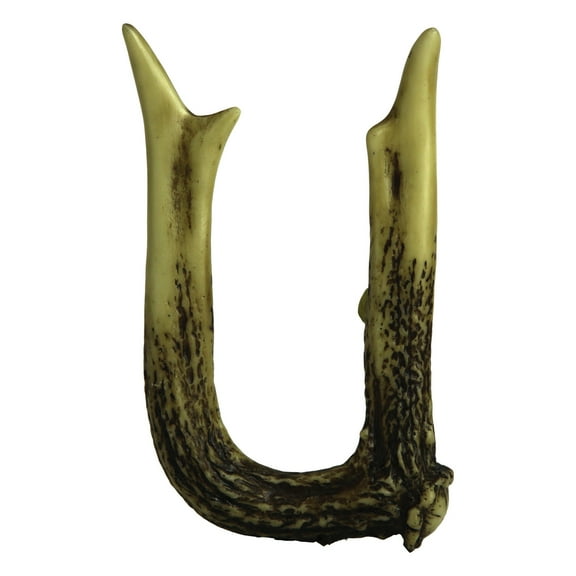 Rivers Edge Products Faux Deer Antler Letters Wall Decor, 8-Inch Resin Wall Mounted Decorative Alphabet Letters, Monogram Home Decor, Rustic Wall Art and 3D Antler Decor, Letter U