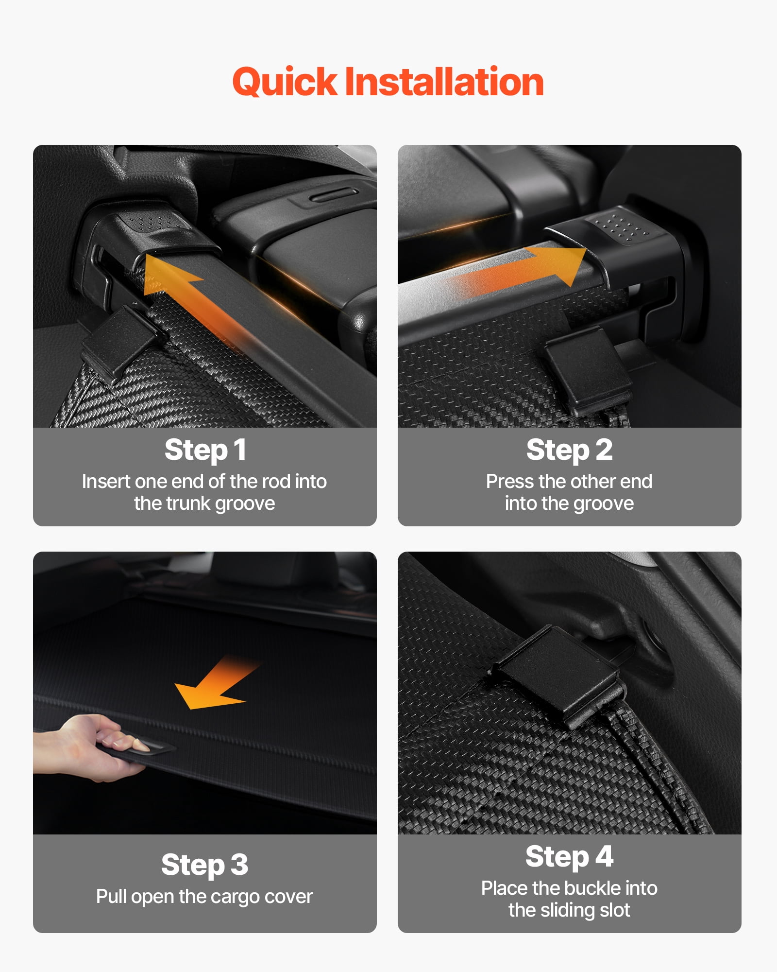 VEVOR Retractable Cargo Cover, Upgraded Carbon Fiber Texture Trunk Cover, Anti-Peeping Luggage Privacy Shield, Easy Installation Security Shade Car Accessories, for Toyota RAV4 2019-2025 5-Seater