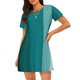 thumbnail image 1 of Disketp Teal Color para Camisón Corto de Manga Corta para Mujeres, Camisón Cómodo con Escote Redondo, Bonito y Confortable, 1 of 6