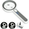6X 12X Hand Held Magnifying Glass with Light, Magnifier with Adjustable