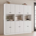 thumbnail image 4 of RichYa 71"H Tall Entryway Storage Cabinet,4 Doors Kitchen Pantry Cabinet with Open Shelf,3 Tier Storage Cabinets for Living Room,Entryway,White, 4 of 13