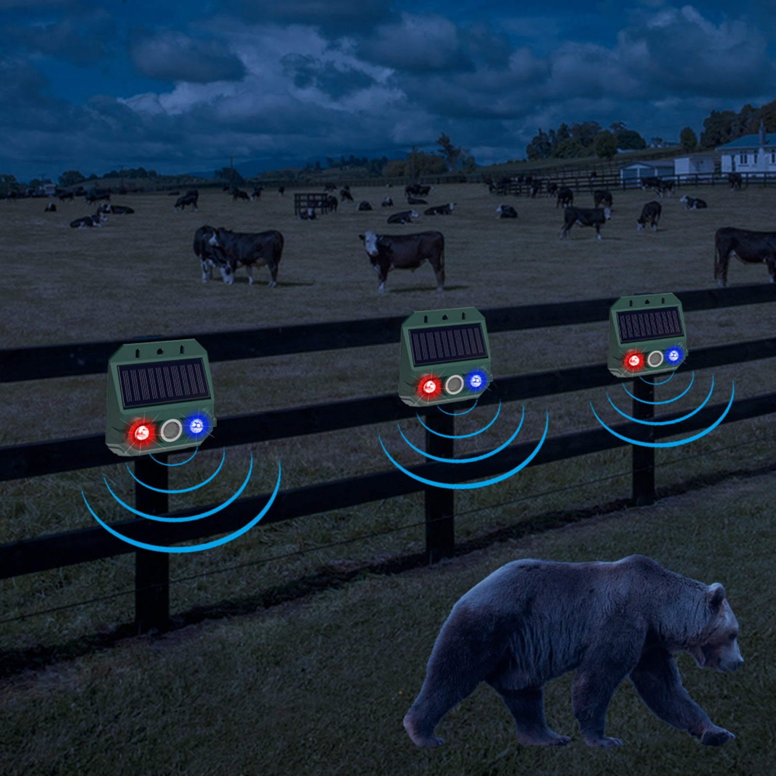 JahyElec Solar Nocturnal Animal Repeller,4Pack Deer Repeller Devices with Red and blue light Cat Skunk Repellent for Yard Waterproof Wild Nocturnal Animals, Wolf Hawk Coyote Fox Raccoon Snake Rabbit