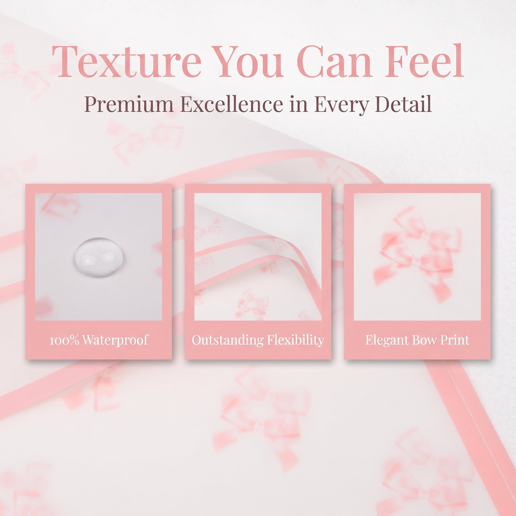 Unique Bargains Waterproof Matte Gift Wrapping Paper for Bouquets Peach Pink 21.3"x 21.3"