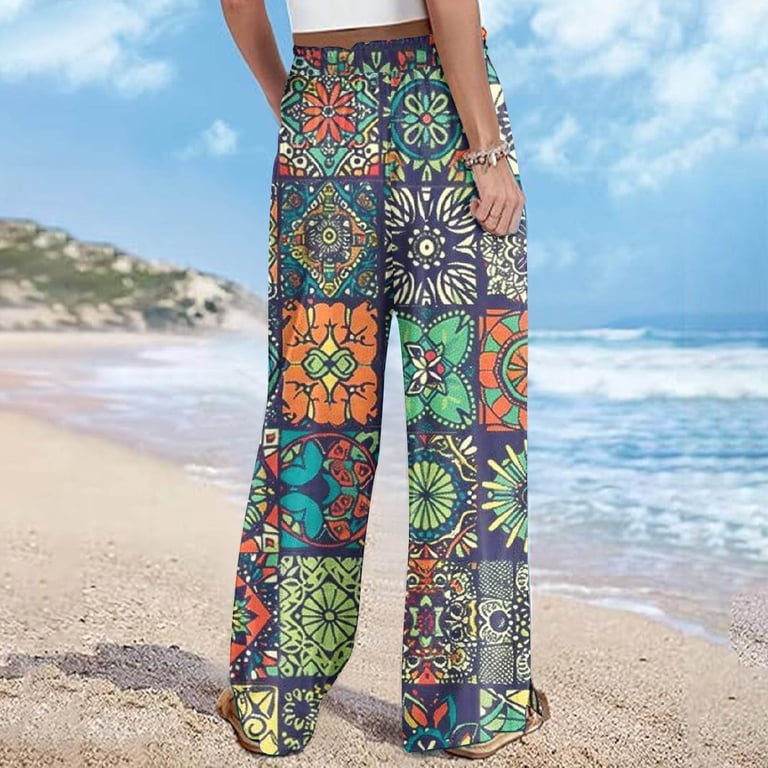 Cxenplz Palazzo Pants for Women 2025, Elastic High Waisted Boho