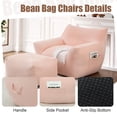 thumbnail image 2 of 41.7" Giant Bean Bag Chair with Ottoman,Comfy Lazy Sofa with 2 Side Pocket,Corduroy Boneless Couch Chair in a Box,Stuffed Lounge Floor Sofa for Dorm,Bedroom,Living Room,Pink, 2 of 8