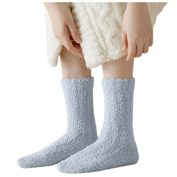 HNMKIU Winter Coral Mid Calf Socks Thermal Home Sleeping Non Shedding Comfortable Warmth Retention Socks Blue,One Size