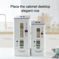 thumbnail image 3 of Ounissouiy Caja de cubo de arroz de estilo japonés, dispensador sellado de granos de comida para el hogar, medidor de plástico a prueba de Organizadores de utensilios de cocina Blanco 6 kg, 3 of 6