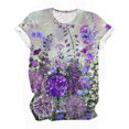 thumbnail image 4 of Otvok Womens Summer Tops Regular Casual Short Sleeve Flower Print Round Neck Pullover Blouse, 4 of 6