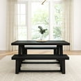 thumbnail image 4 of Plank+Beam Farmhouse Dining Table Set with 2 Benches, Table for Dining Room/Kitchen, Seats 6, 72", Black Wirebrush, 4 of 7